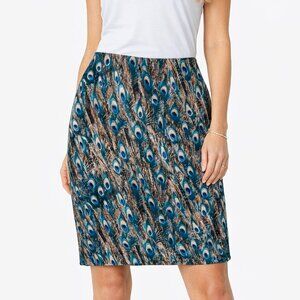 Talbots Petites Peacock Feather Print Skirt 10P